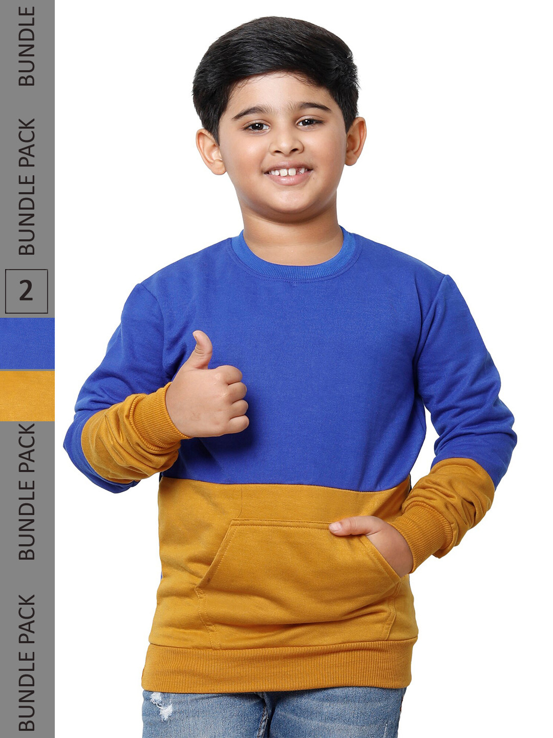 

IndiWeaves Boys Pack of 2 Colourblocked Sweatshirt, Blue