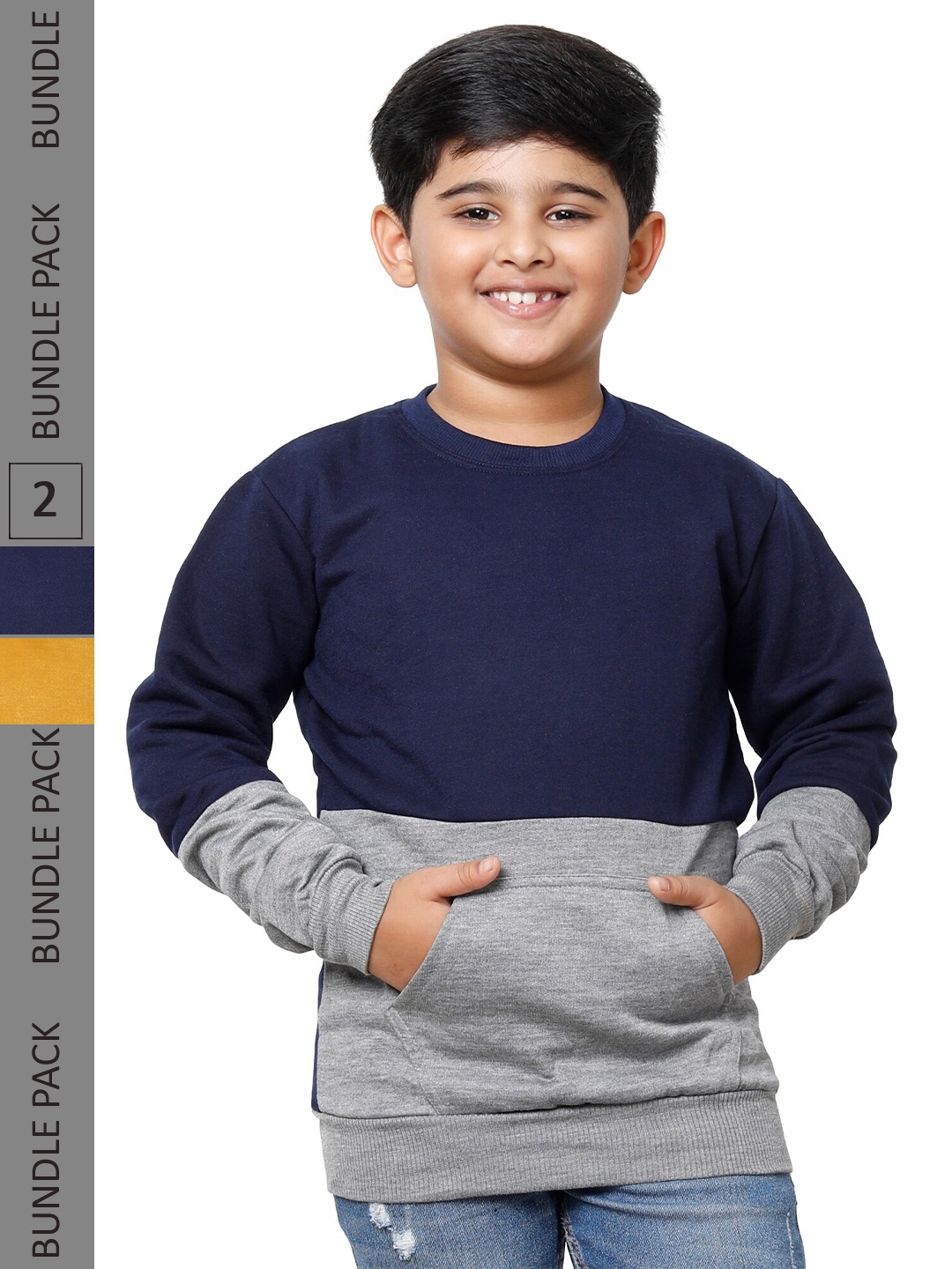 

IndiWeaves Boys Pack of 2 Colourblocked Sweatshirt, Multi