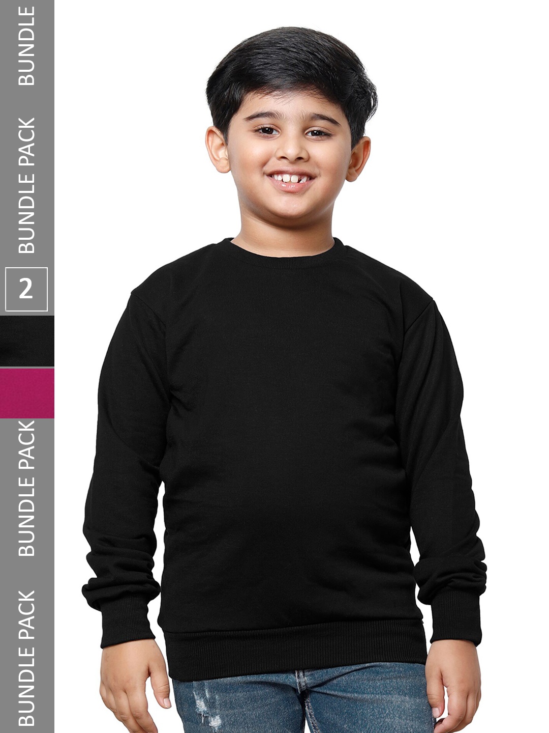 

IndiWeaves Boys Round Neck Sweatshirt, Black