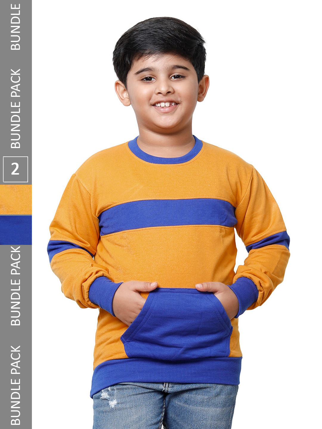 

IndiWeaves Boys Pack Of 2 Fleece Pullover Sweatshirt, Yellow
