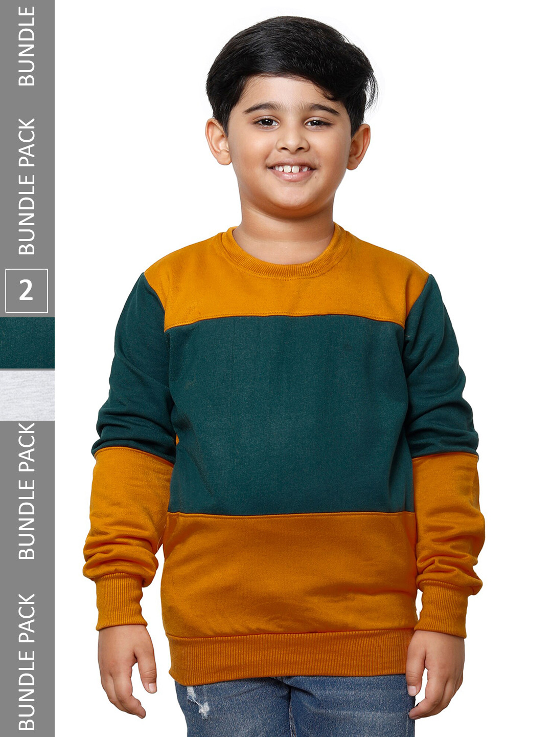 

IndiWeaves Boys Pack Of 2 Colourblocked Sweatshirt, Green