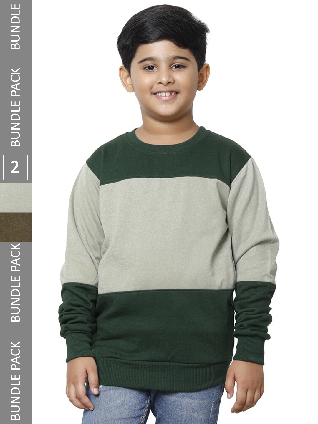 

IndiWeaves Boys Pack Of 2 Colourblocked Sweatshirt, Green
