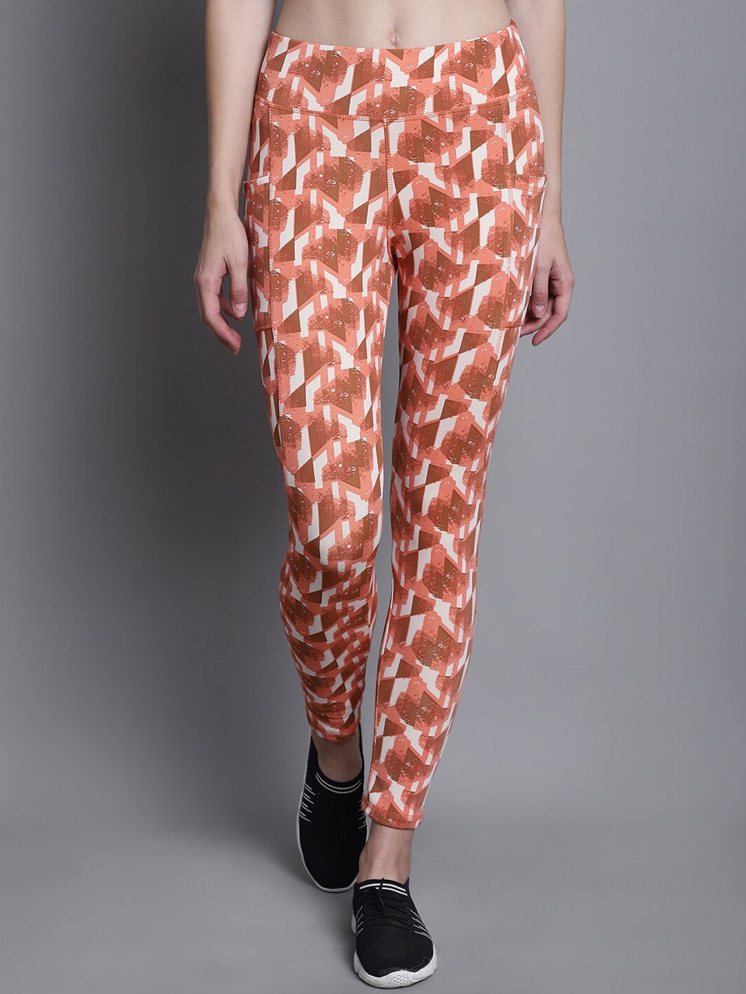 

9ty3ree Women Abstract Printed Tights, Orange