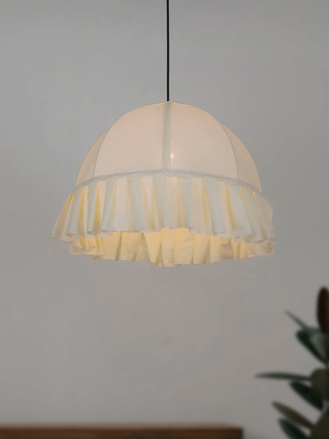 

Fos Lighting White Self-Design Bohemian Cotton Frill Dome Pendant Light
