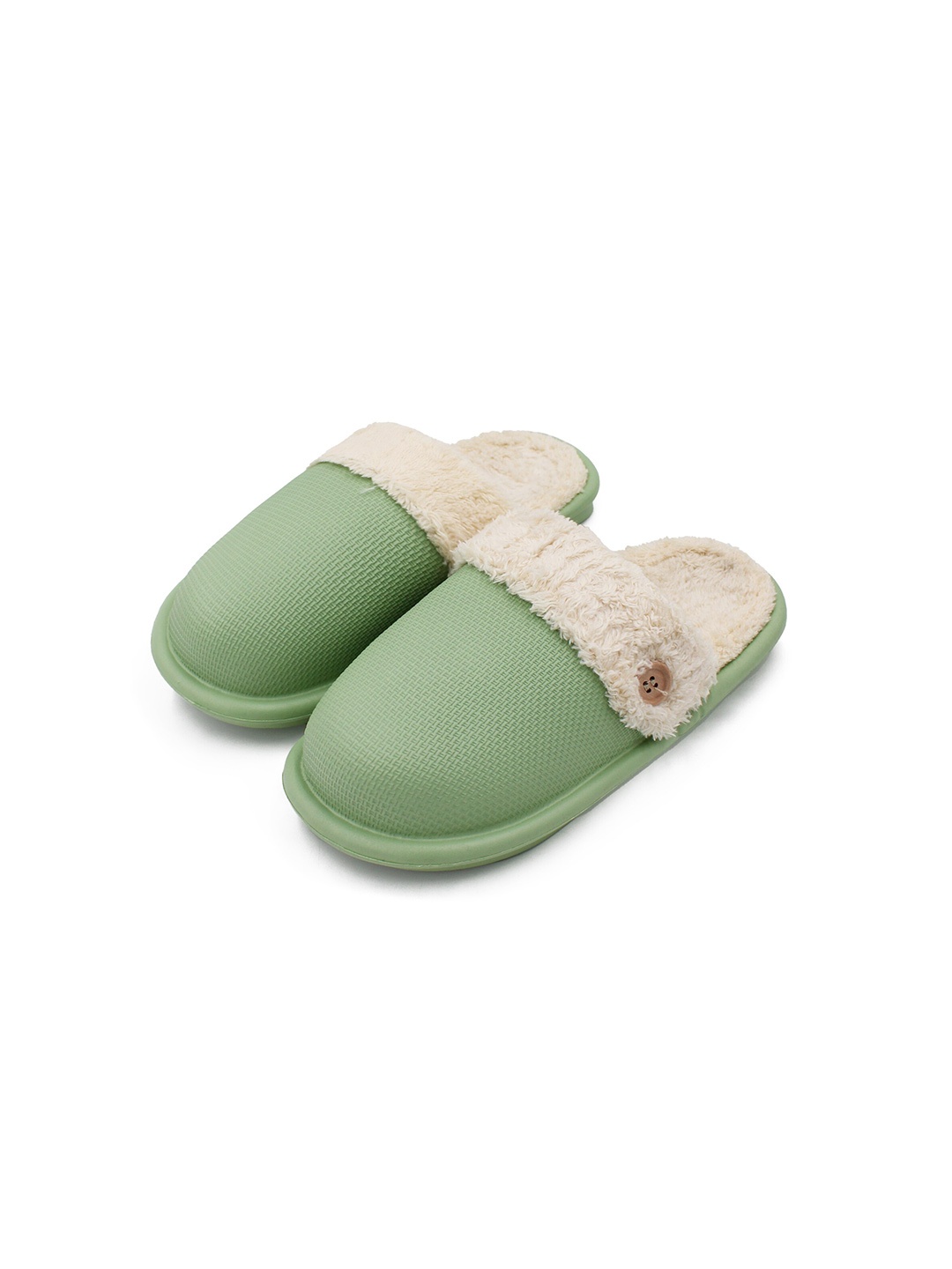 

JENNA Men Perforated Lightweight Fur Waterproof Room Slippers, Green