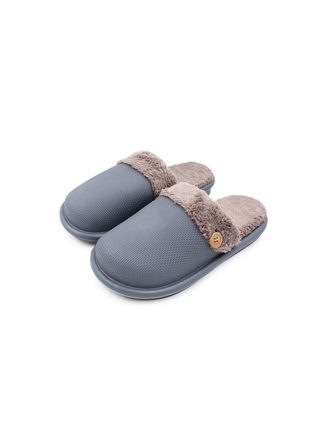 

JENNA Girls Textured Lightweight Fur Waterproof Room Slippers, Grey