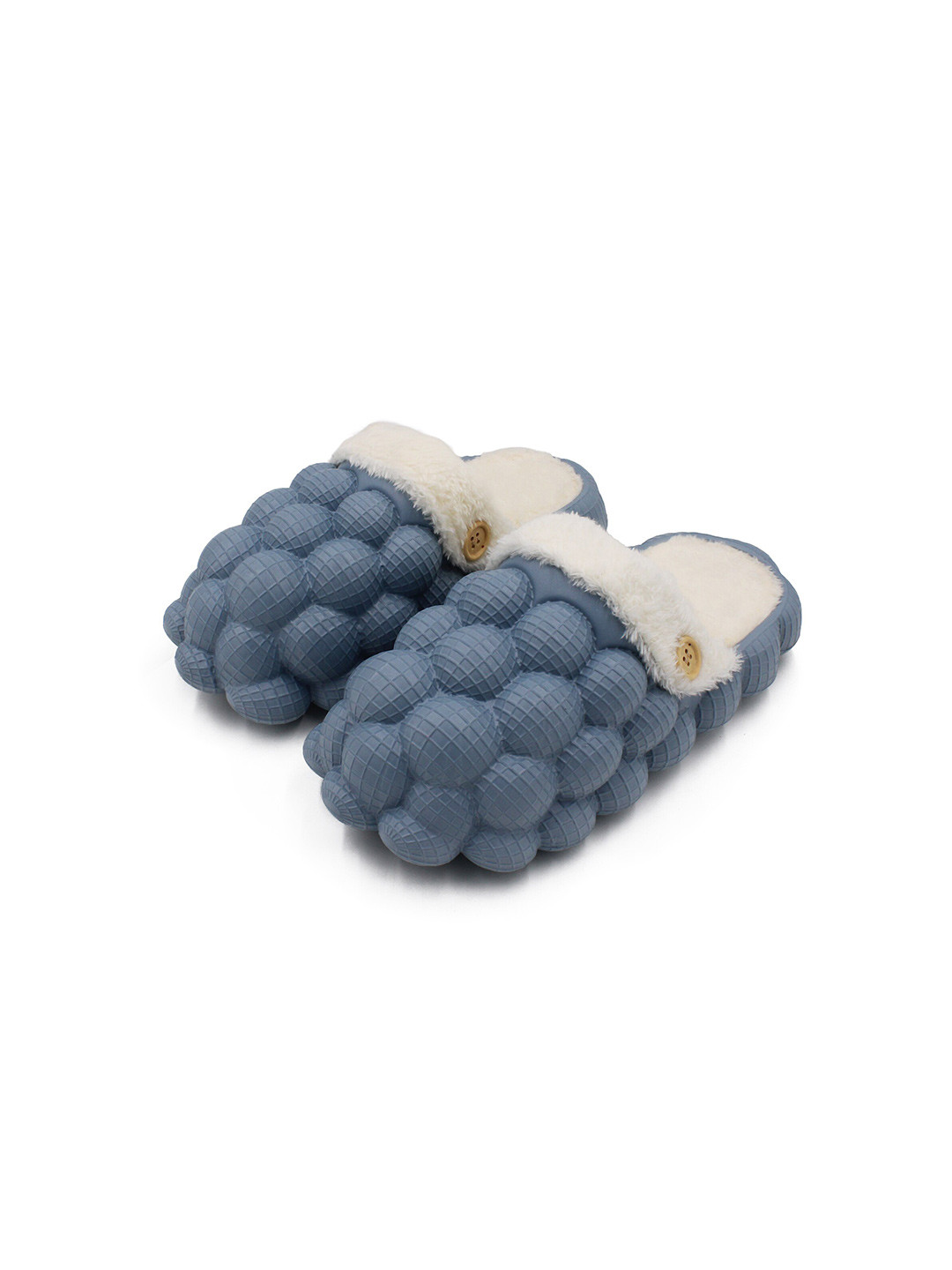 

JENNA Girls Textured Lightweight Fur Waterproof Room Slippers, Navy blue