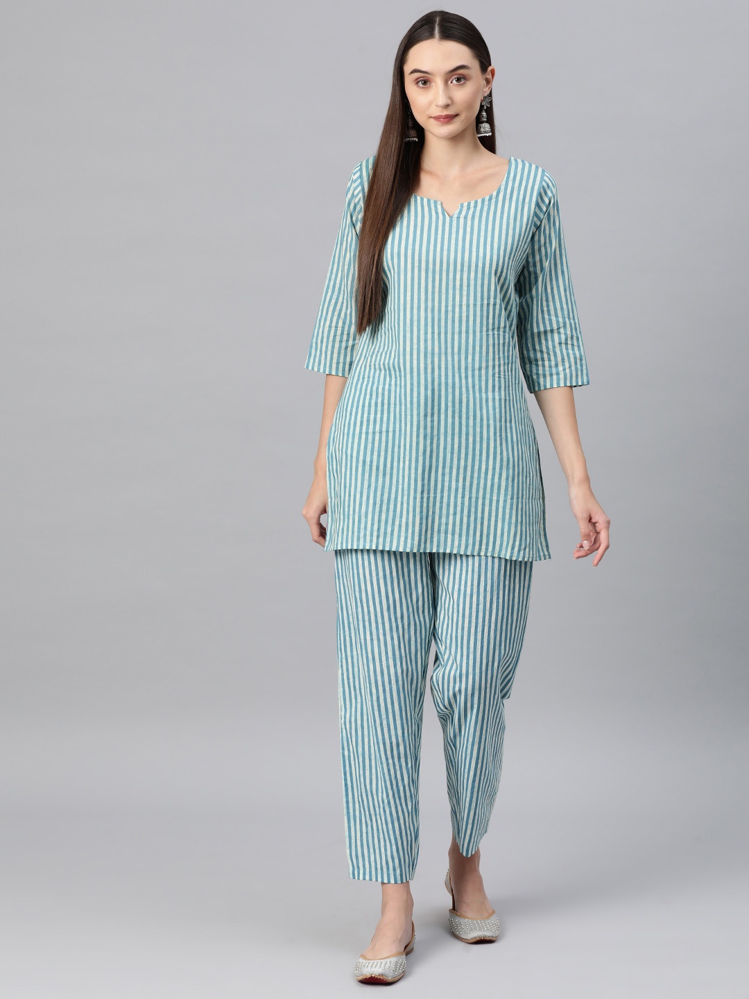 

Readiprint Striped Pure Cotton Ethnic Co-Ords, Blue