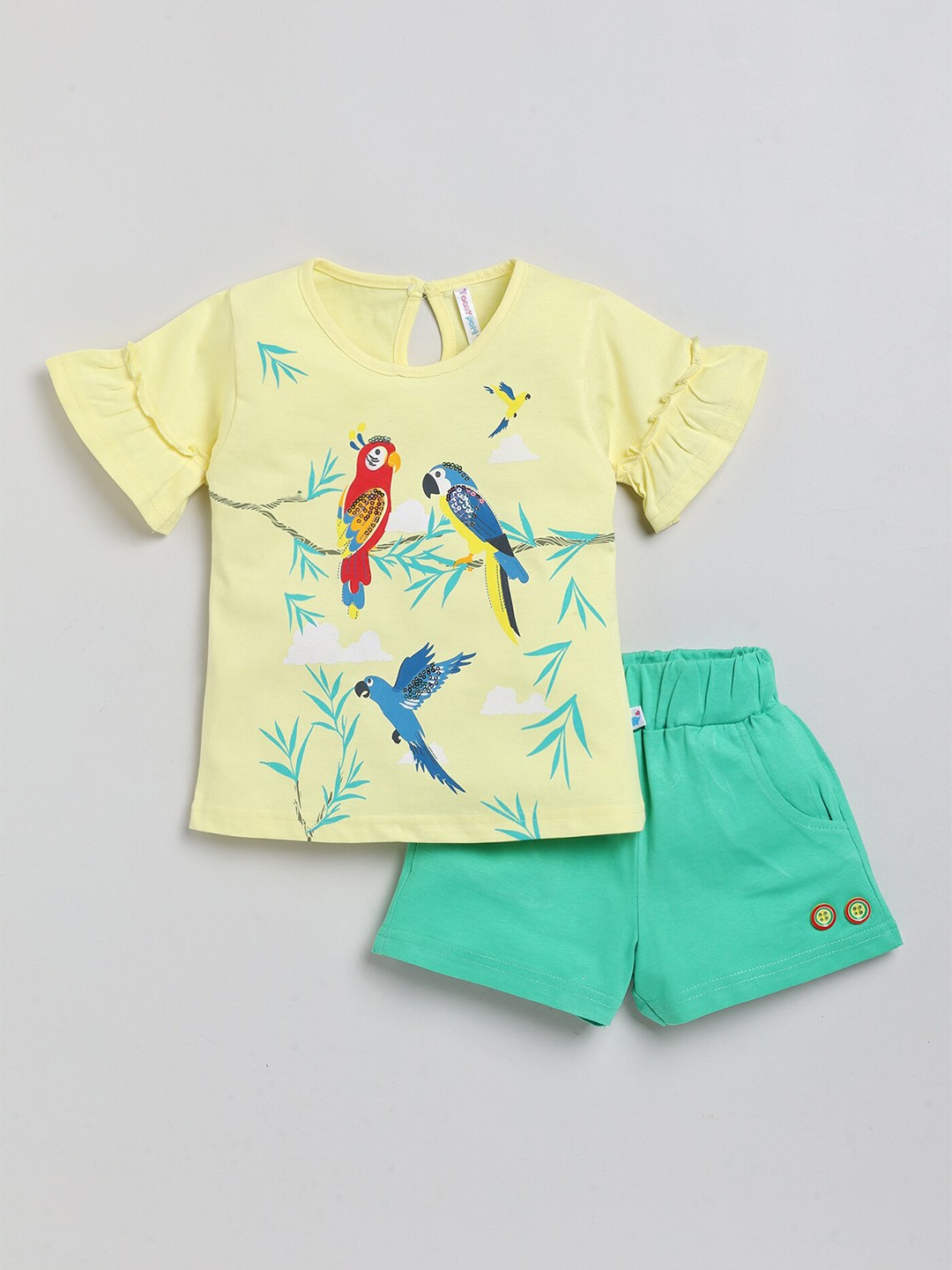 

Toonyport Girls Graphic Printed Pure Cotton Top with Shorts, Yellow