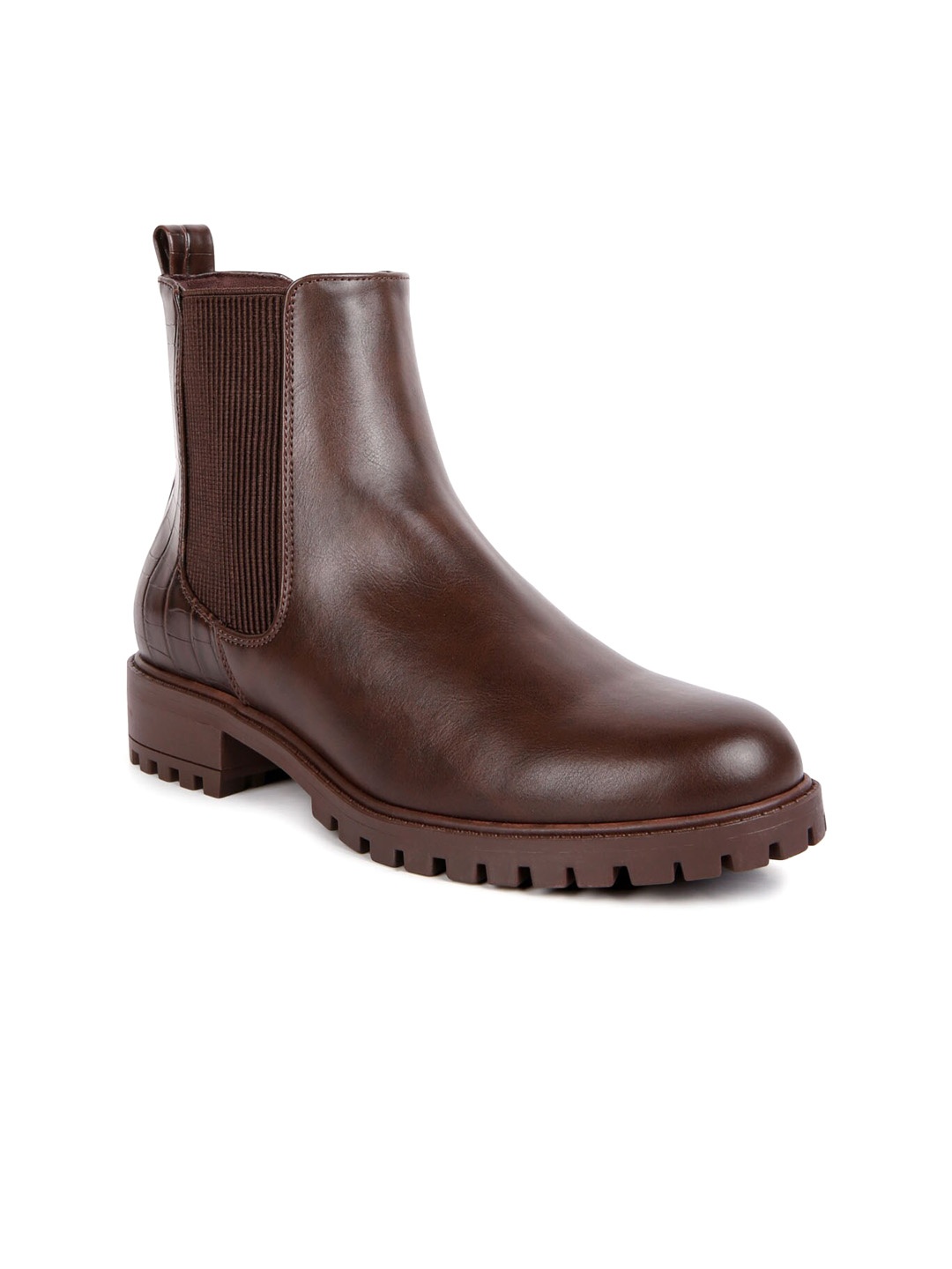 

London Rag Women Mid Top Platform Heel Chelsea Boots, Brown