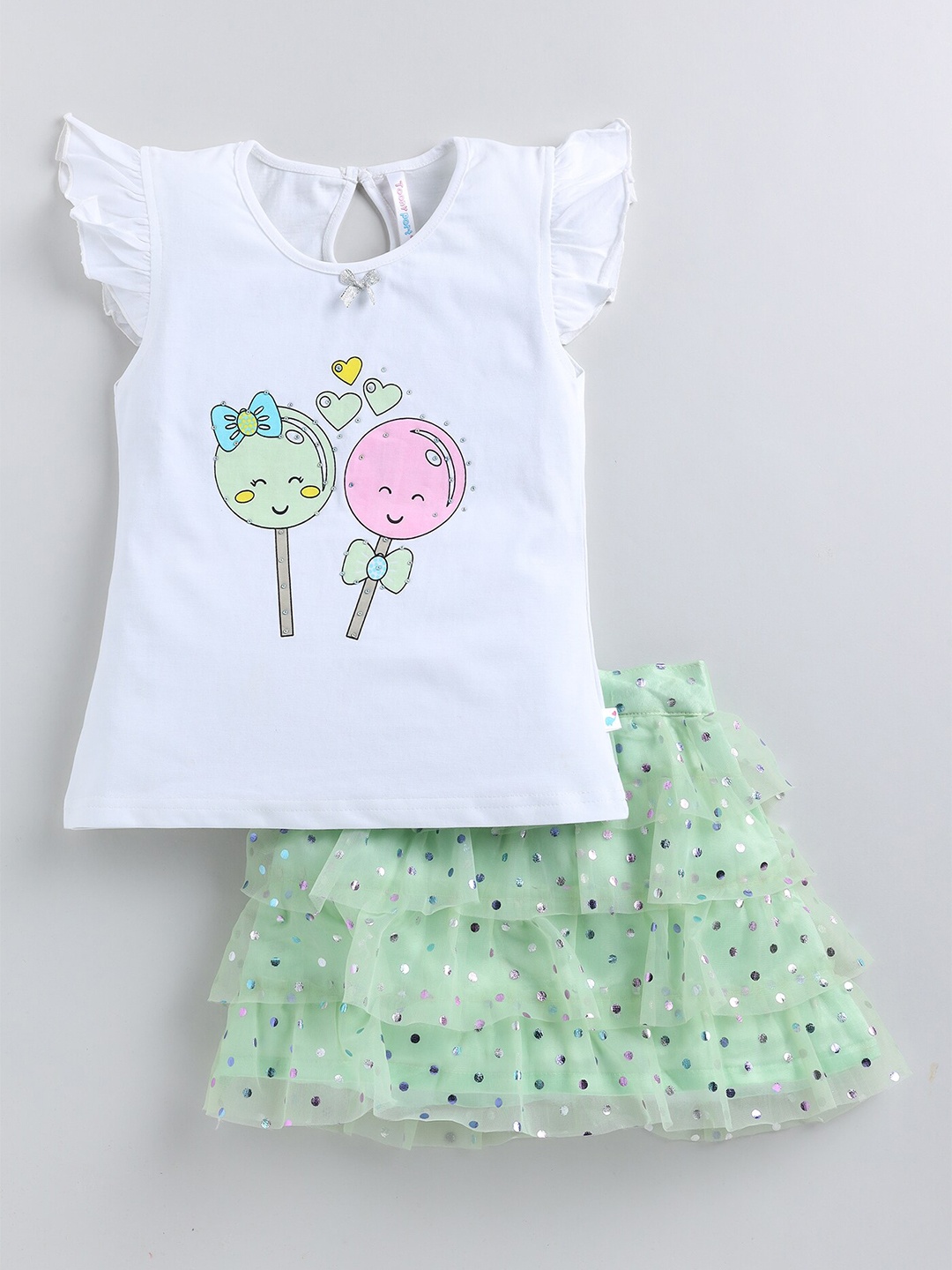 

Toonyport Girls Graphic Printed Pure Cotton Top with Shorts, White