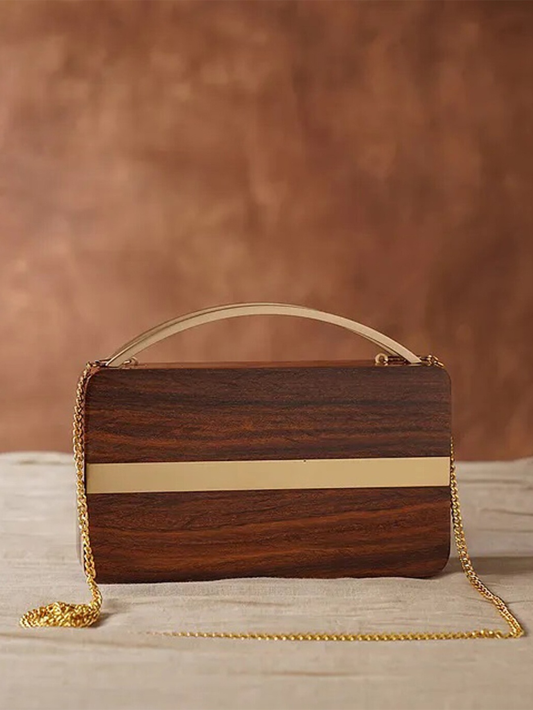

Jalwa Art Striped Water Resistant Box Clutch, Brown