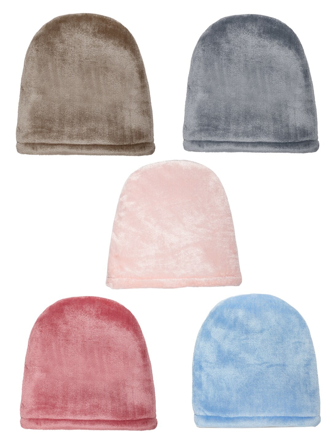 

KLOTTHE Pack of 5 Woolen Beanie Caps, Pink