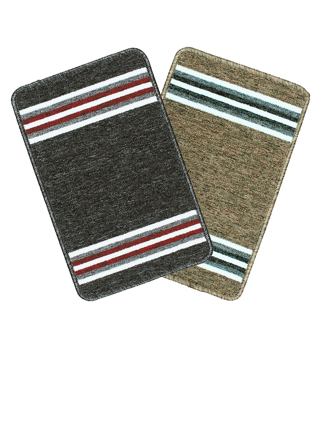

Bedspun 2 Pcs Black & Brown Striped Anti-Skid Doormats
