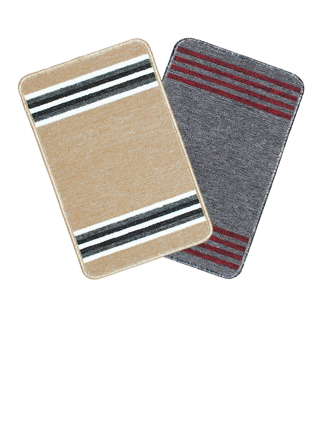 

Bedspun Beige & Grey 2 Pieces Striped Anti-Skid Doormats