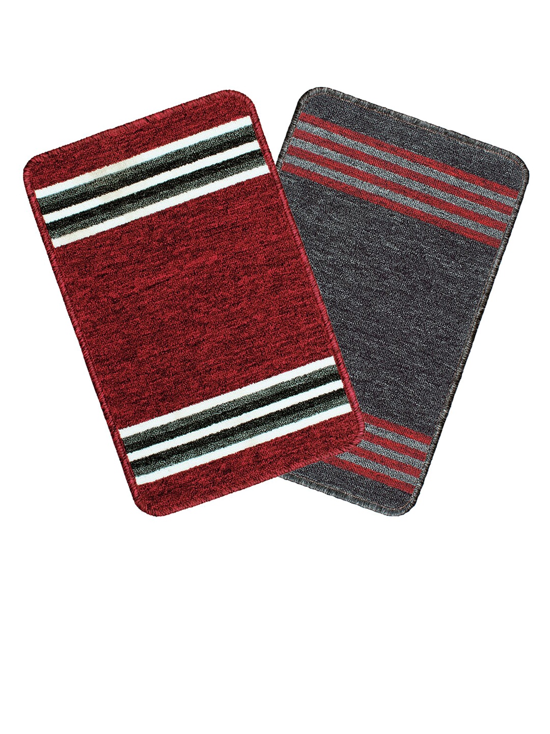 

Bedspun Black & Red 2 Pieces Striped Anti-Skid Doormats