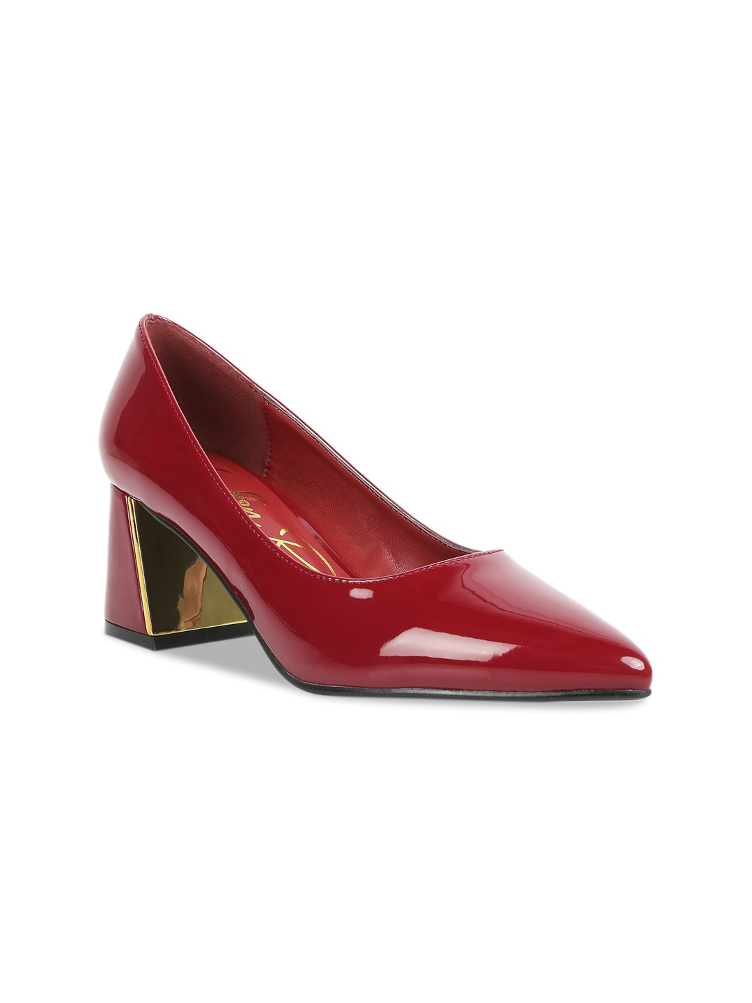 

London Rag Pointed Toe Block Heel Pumps, Burgundy