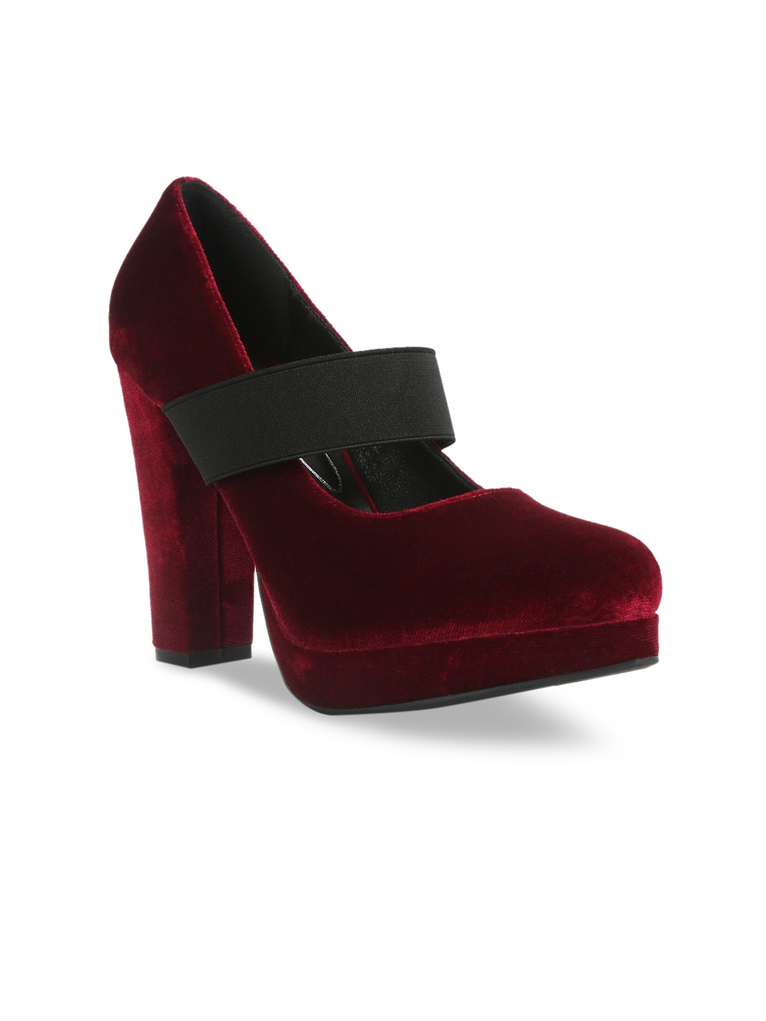 

London Rag Round Toe Platform Heel Mary Janes, Burgundy