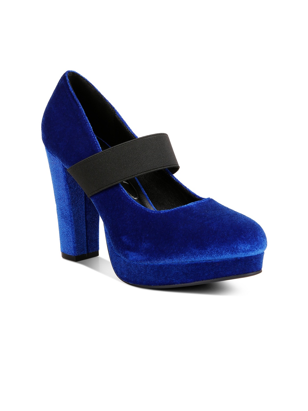 

London Rag Round Toe Velvet Platform Heel Mary Janes, Blue