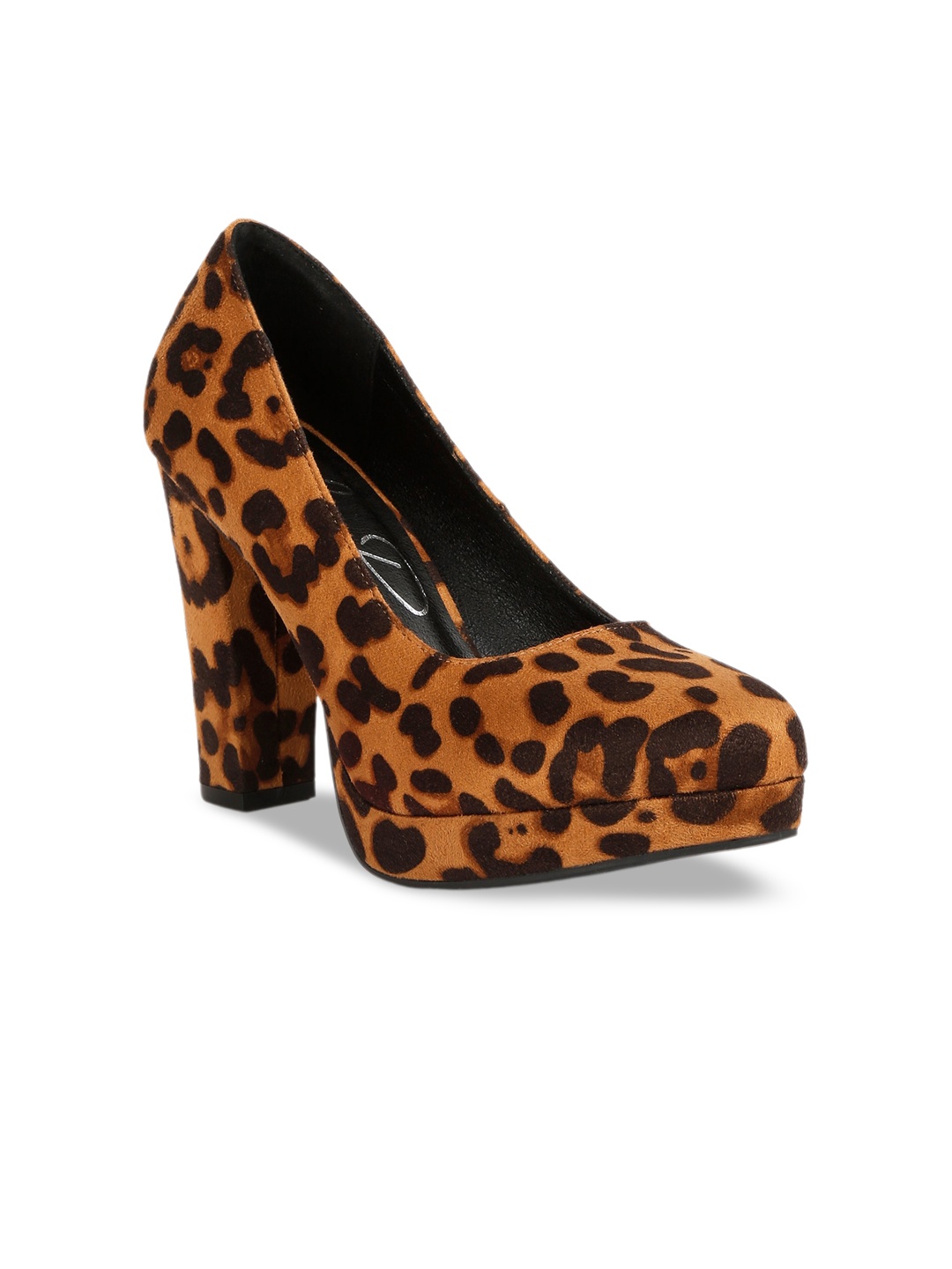 

London Rag Printed Suede Platform Heel Pumps, Brown