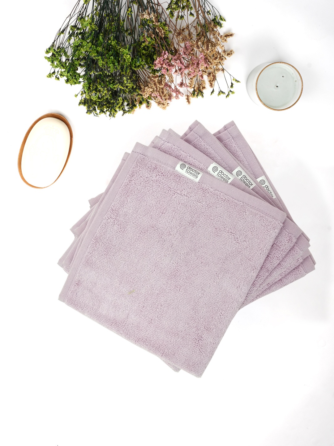 

Doctor Towels Pack of 4 Mystic Rose Banana Terry Face Towel, Lavender