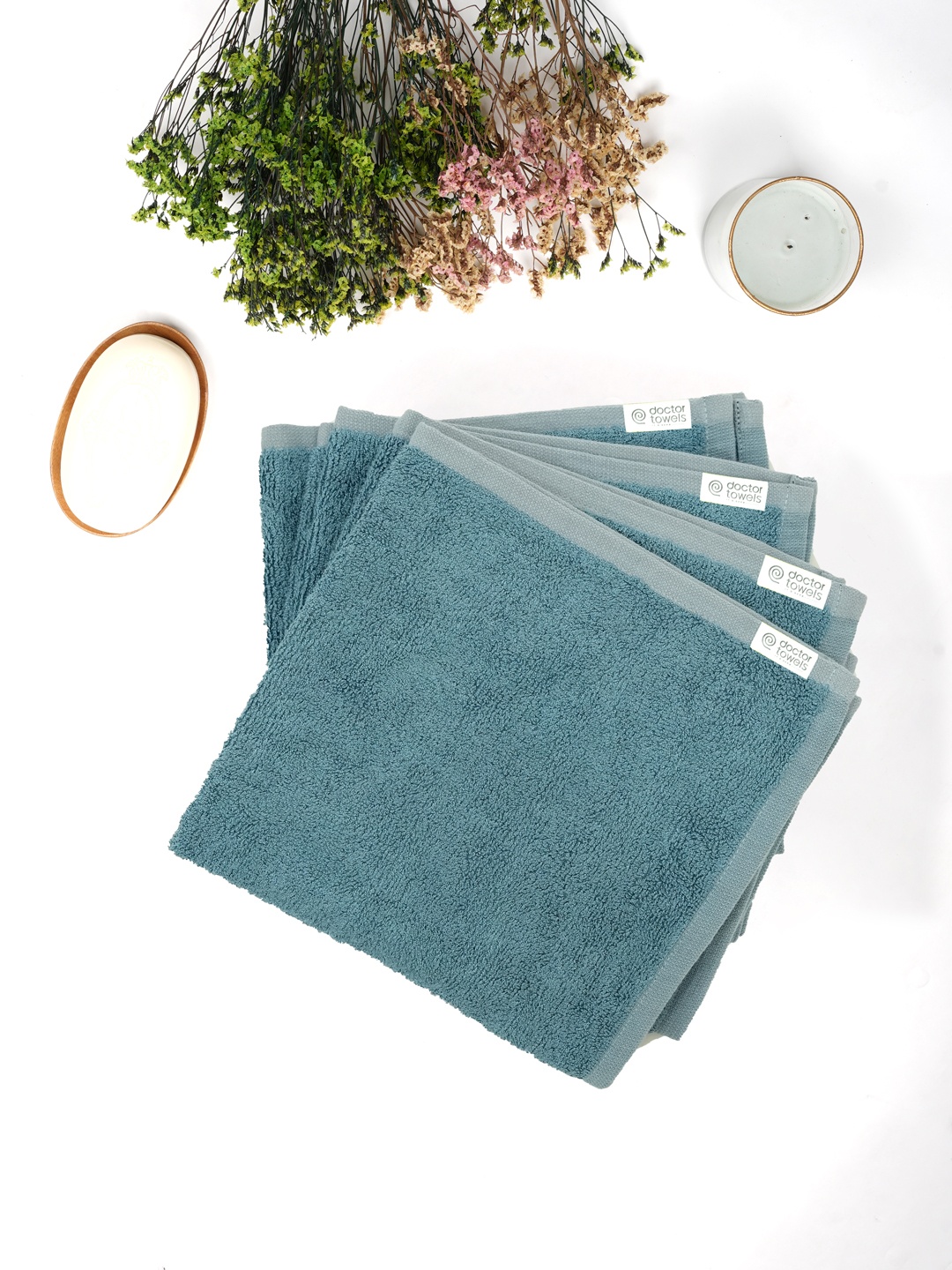 

Doctor Towels Pack of 4 Mirage Blue Banana Terry Face Towel