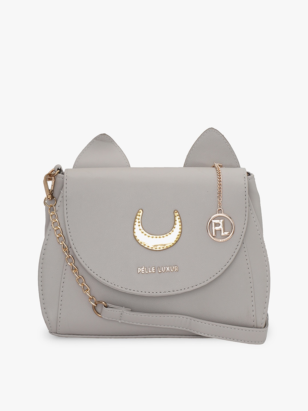 

PELLE LUXUR Textured Structured Sling Bag, Grey