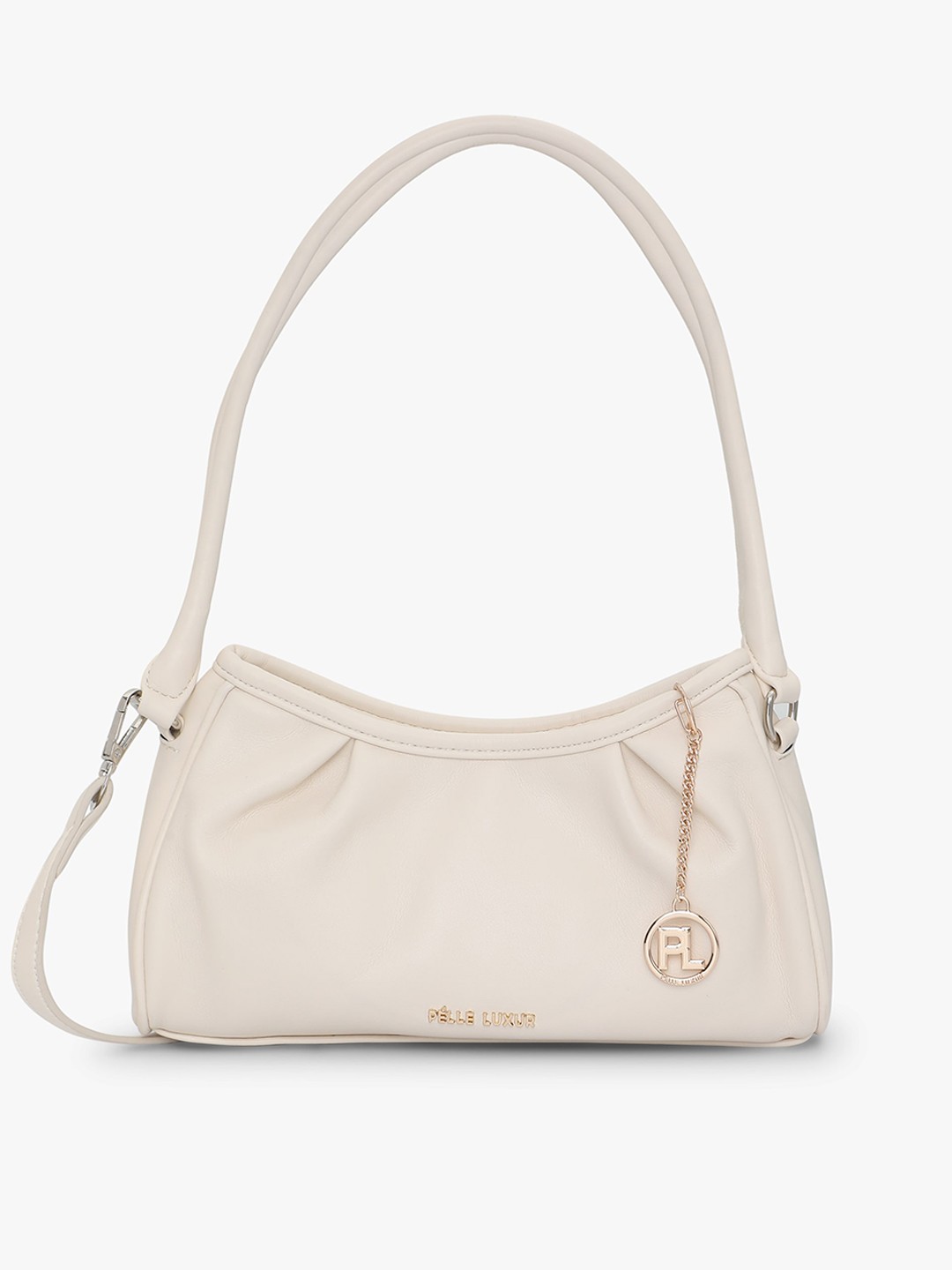 

PELLE LUXUR Structured Shoulder Bag, Off white