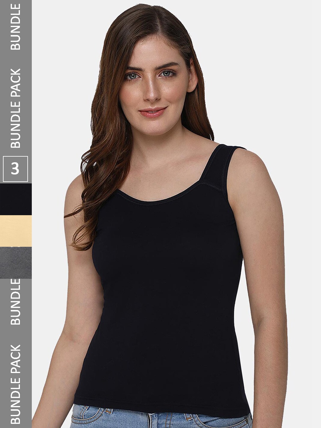 

intimacy LINGERIE Pack of 3 Pure Cotton Slips, Black