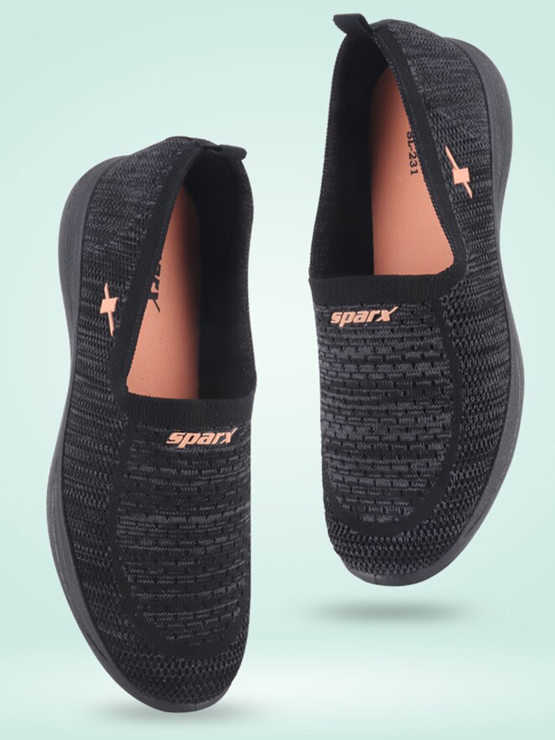 

Sparx Women Textured Mesh Comfort Insole Basics Slip-On Shoes, Black