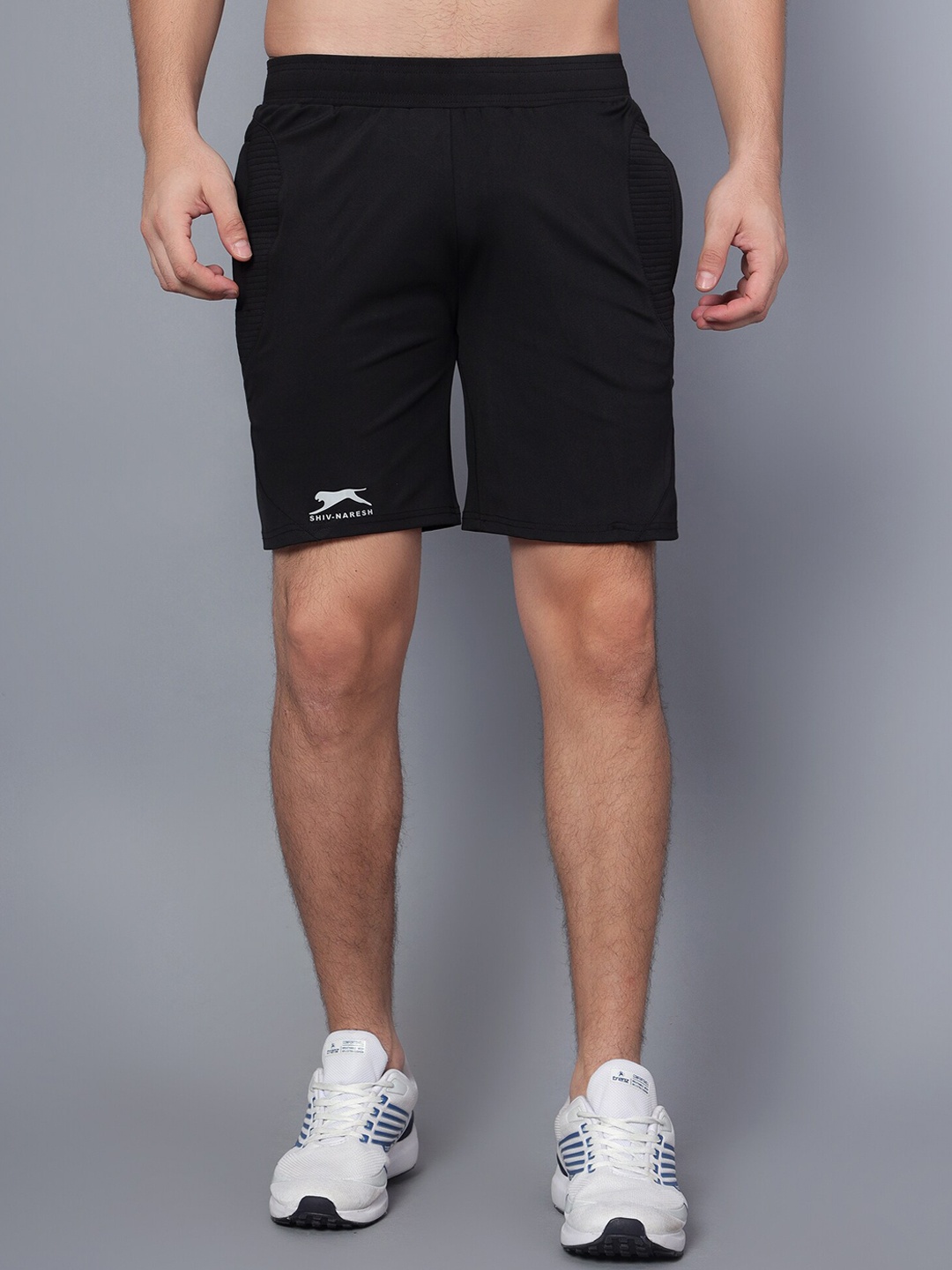 

Shiv Naresh Men Mid-Rise Rapid Dry Sports Shorts, Black