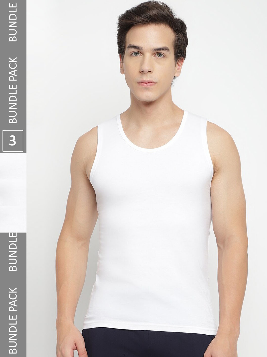 

La Intimo Pack Of 3 Anti Bacterial Pure Cotton Basic Vests, White
