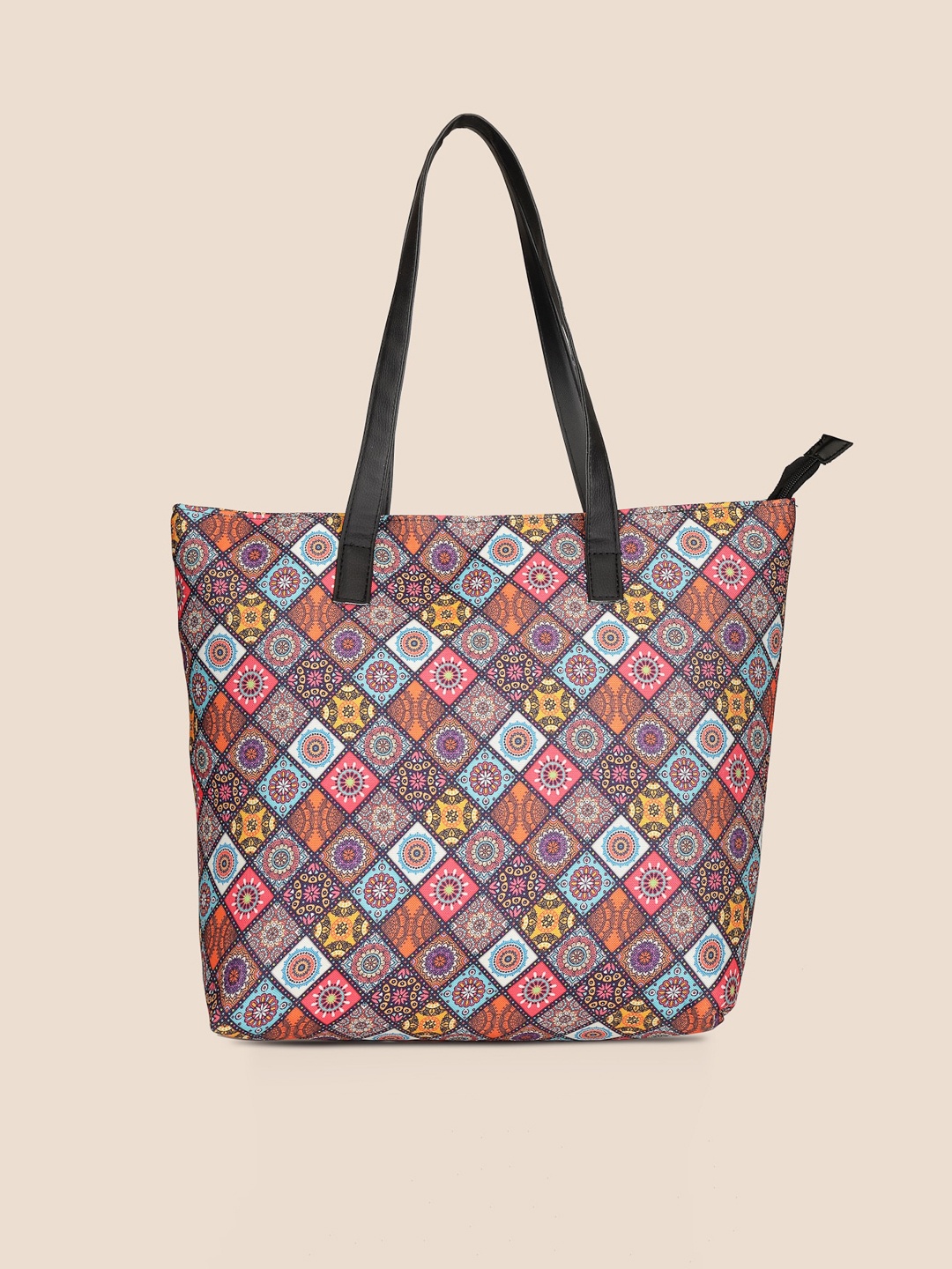 

Anouk Brown & Yellow Ethnic Motifs Printed Structured Tote Bag