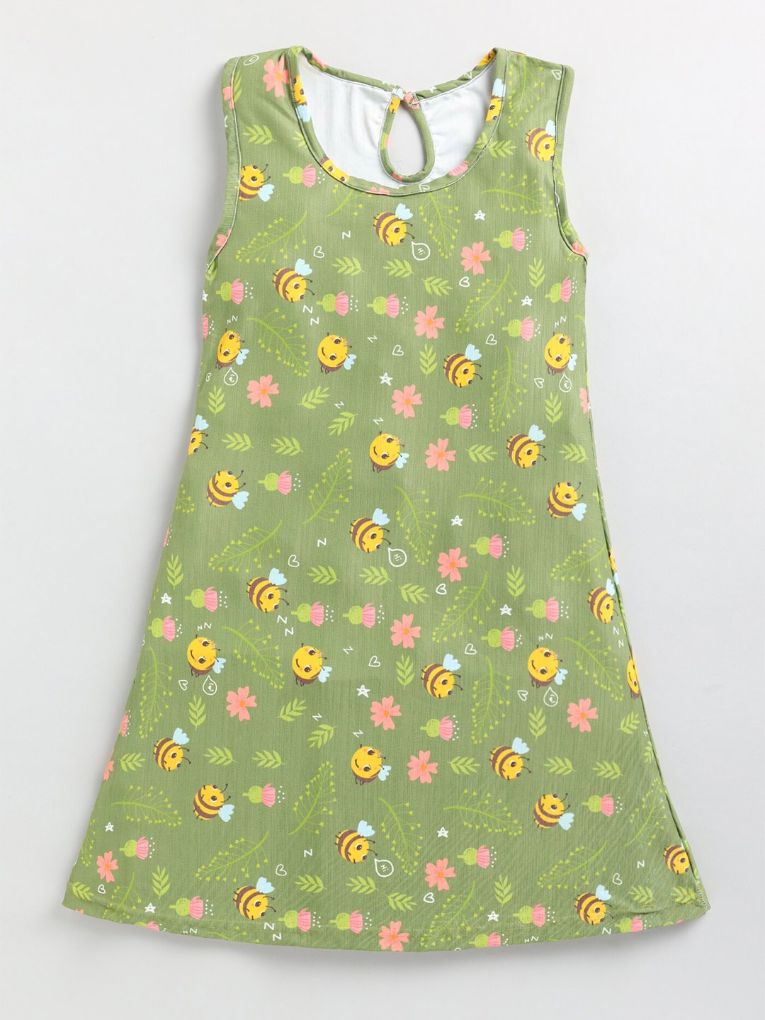 Toonyport Floral Printed A-Line Cotton Dress, Green