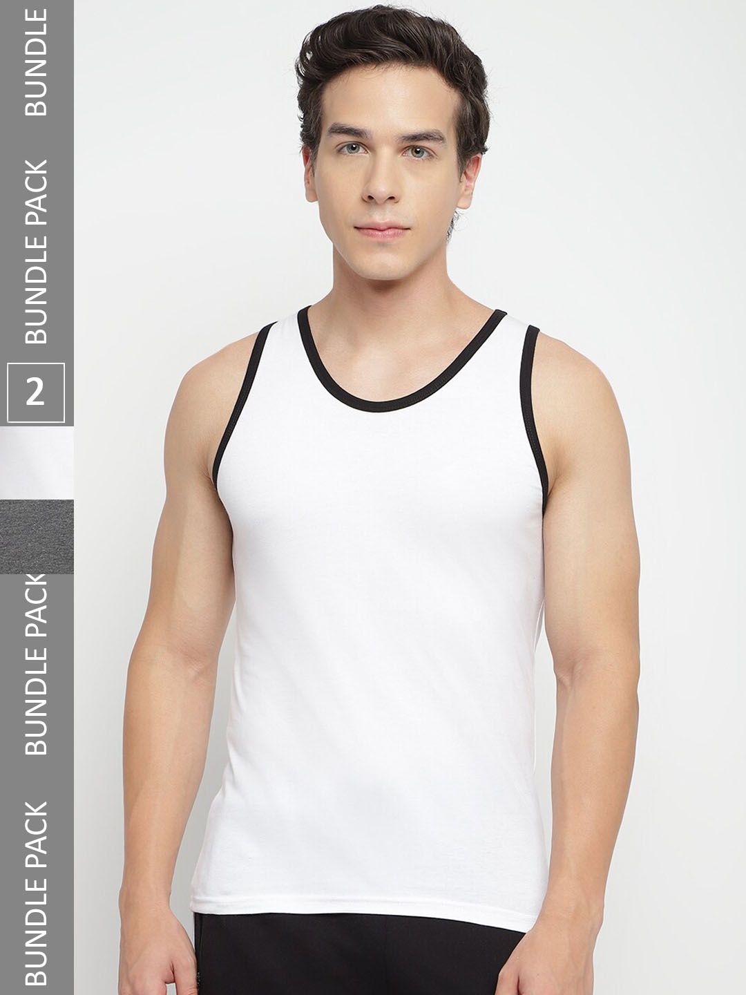 

La Intimo Pack Of 2 Anti Bacterial Pure Cotton Gym Vests, White