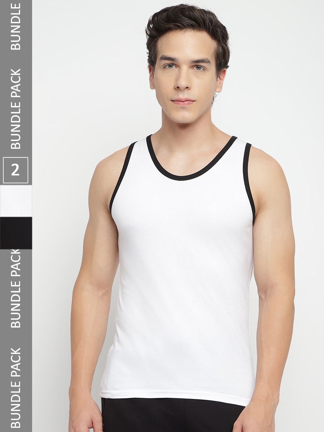 

La Intimo Pack Of 2 Anti Bacterial Pure Cotton Gym Vests, White