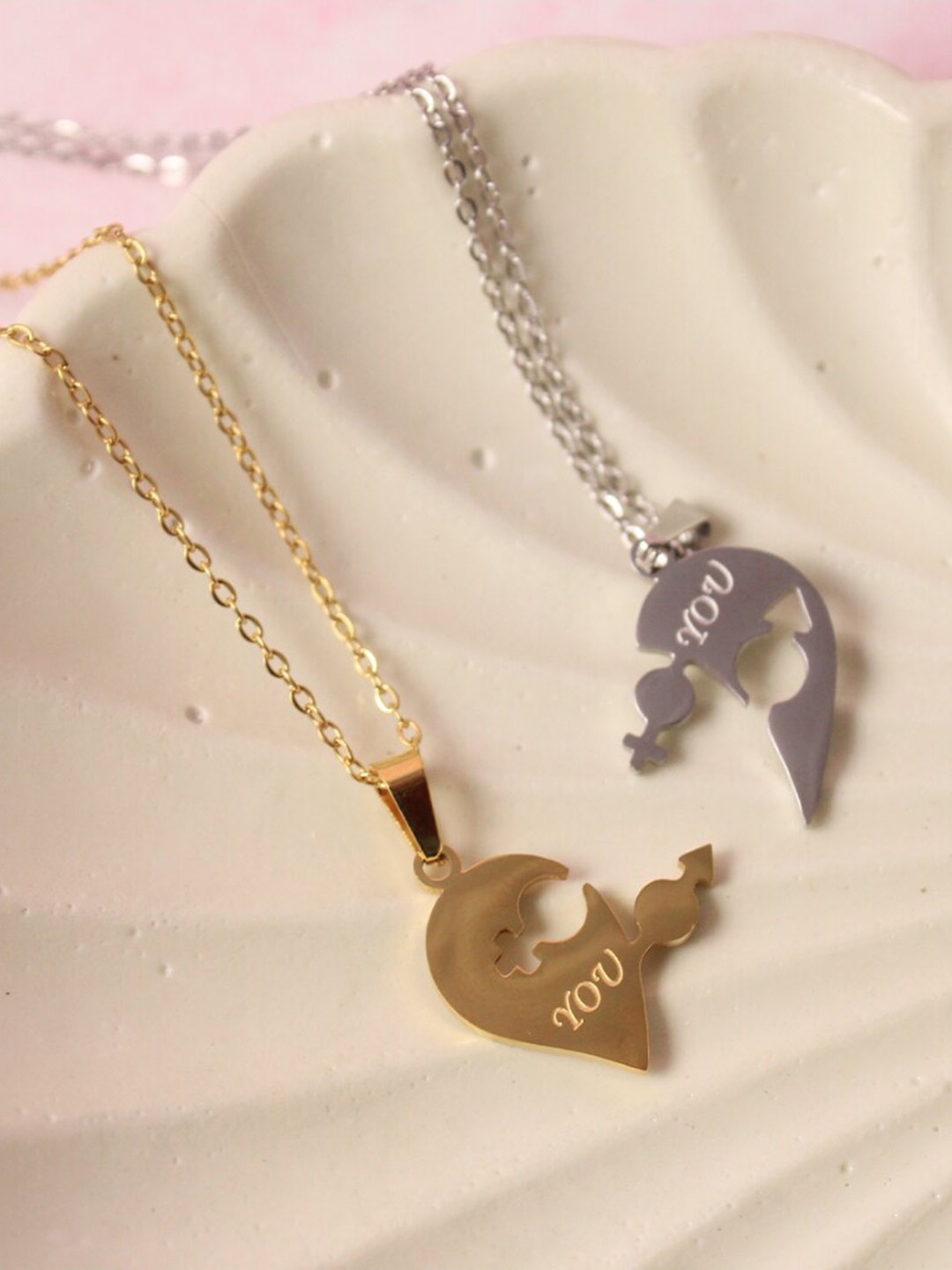 

SALTY Set Of 2 Stainless Steel Minimal Necklace, Gold