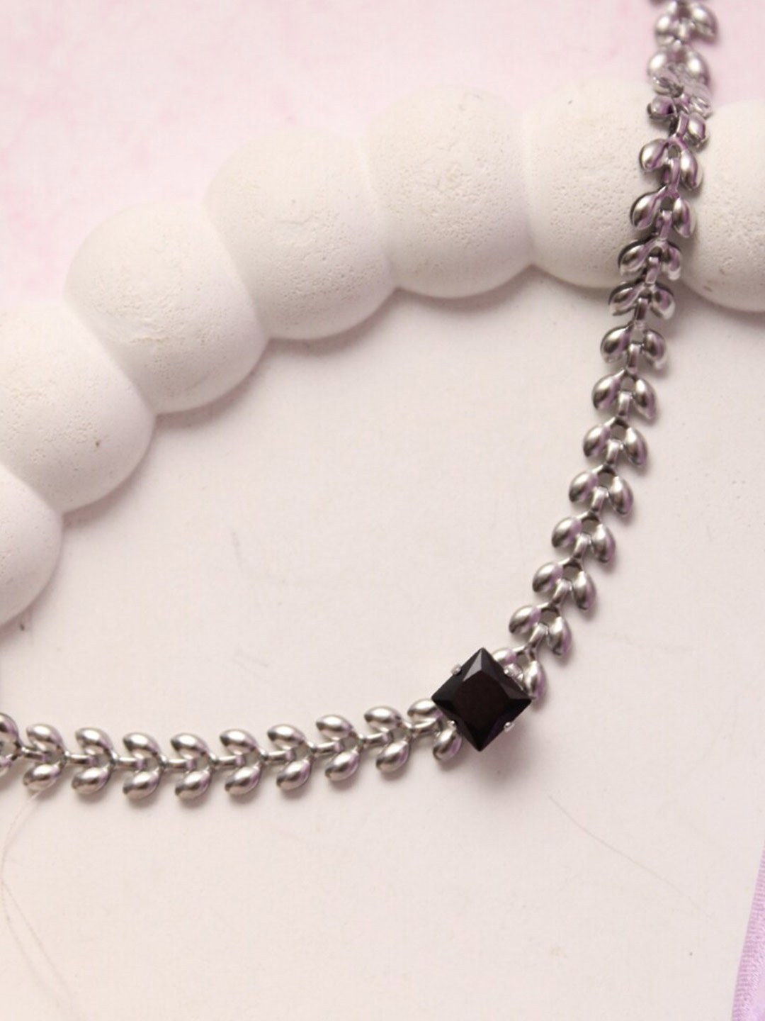 

SALTY Stainless Steel Stone-Studded Chain, Silver