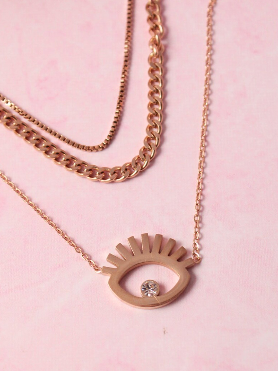 

SALTY Stainless Steel Stone-Studded Layered Necklace, Gold
