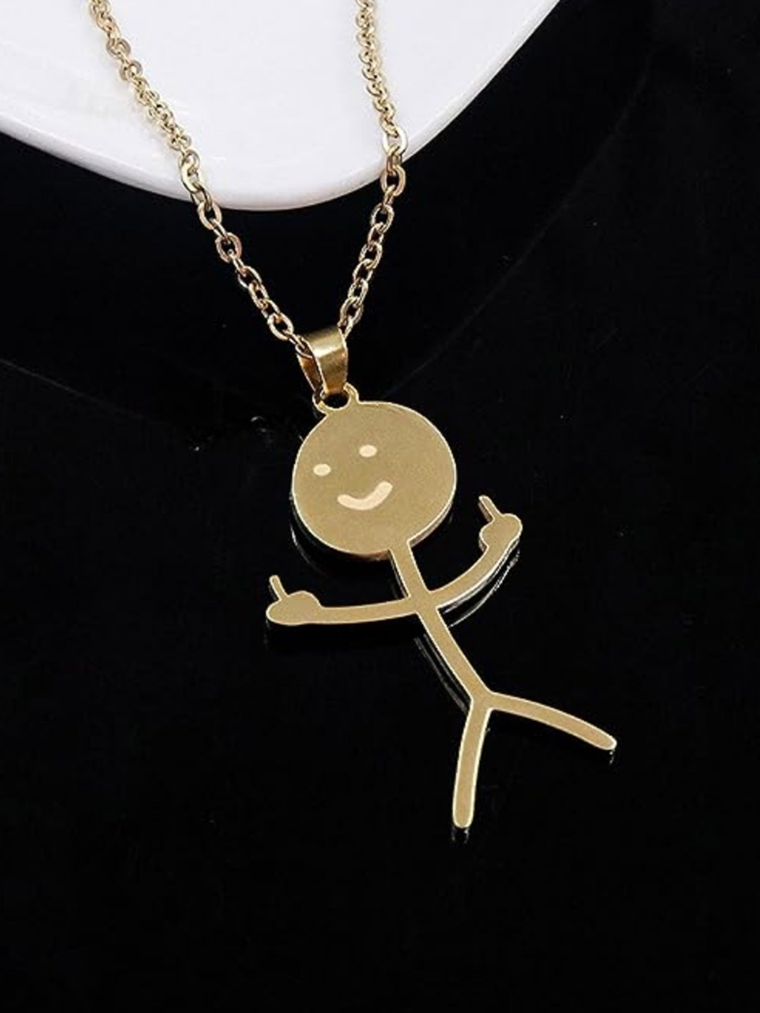 

SALTY Women Stainless Steel Serenity Quirky Sculpture Pendant With Chain, Gold