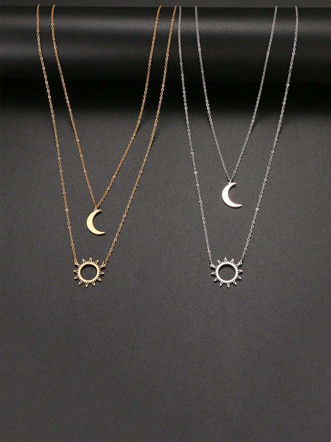 

SALTY Set Of 2 Stainless Steel Layered Necklace, Silver