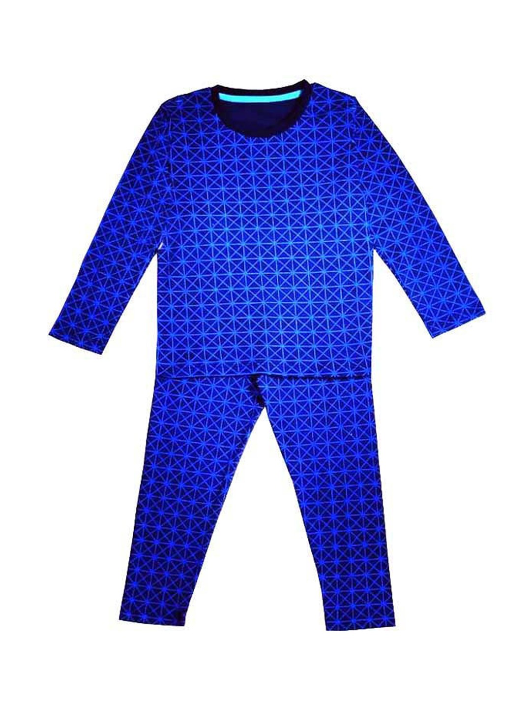 

HERE&NOW Boys Blue Geometric Printed Night suit