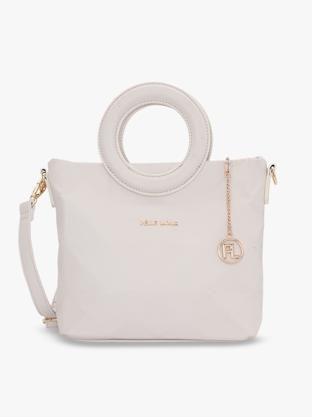 

PELLE LUXUR Structured Handheld Bag, Off white