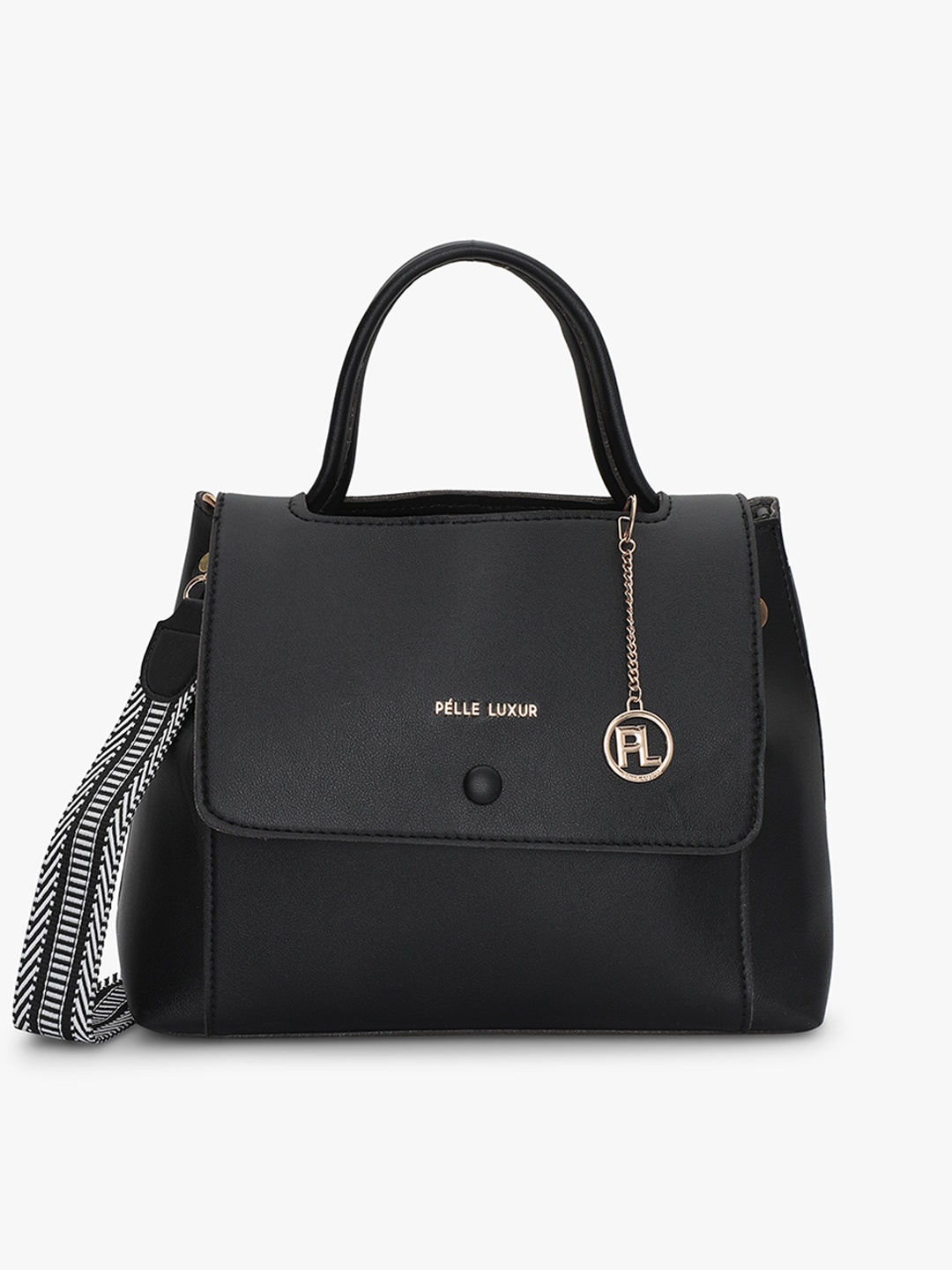 

PELLE LUXUR Structured Handheld Bag, Black