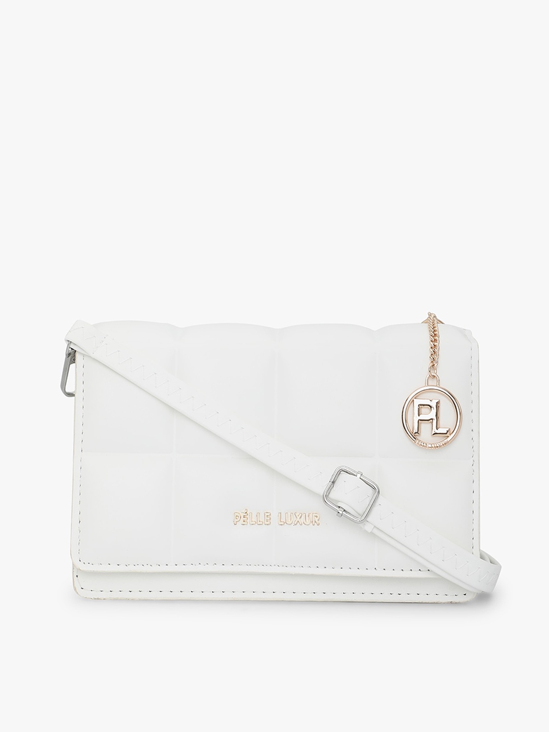 

PELLE LUXUR Textured Structured Sling Bag, White