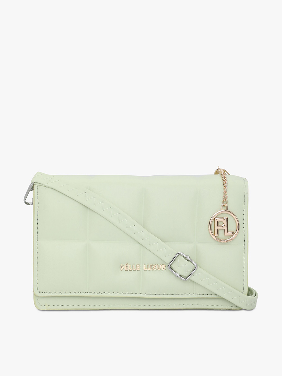

PELLE LUXUR Textured Structured Sling Bag, Green