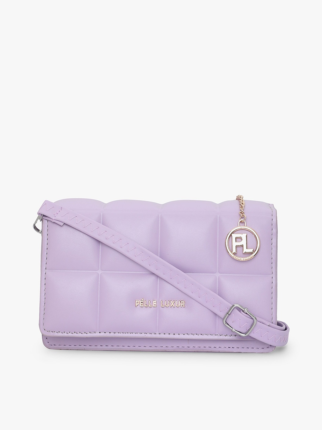 

PELLE LUXUR Textured Structured Sling Bag, Lavender