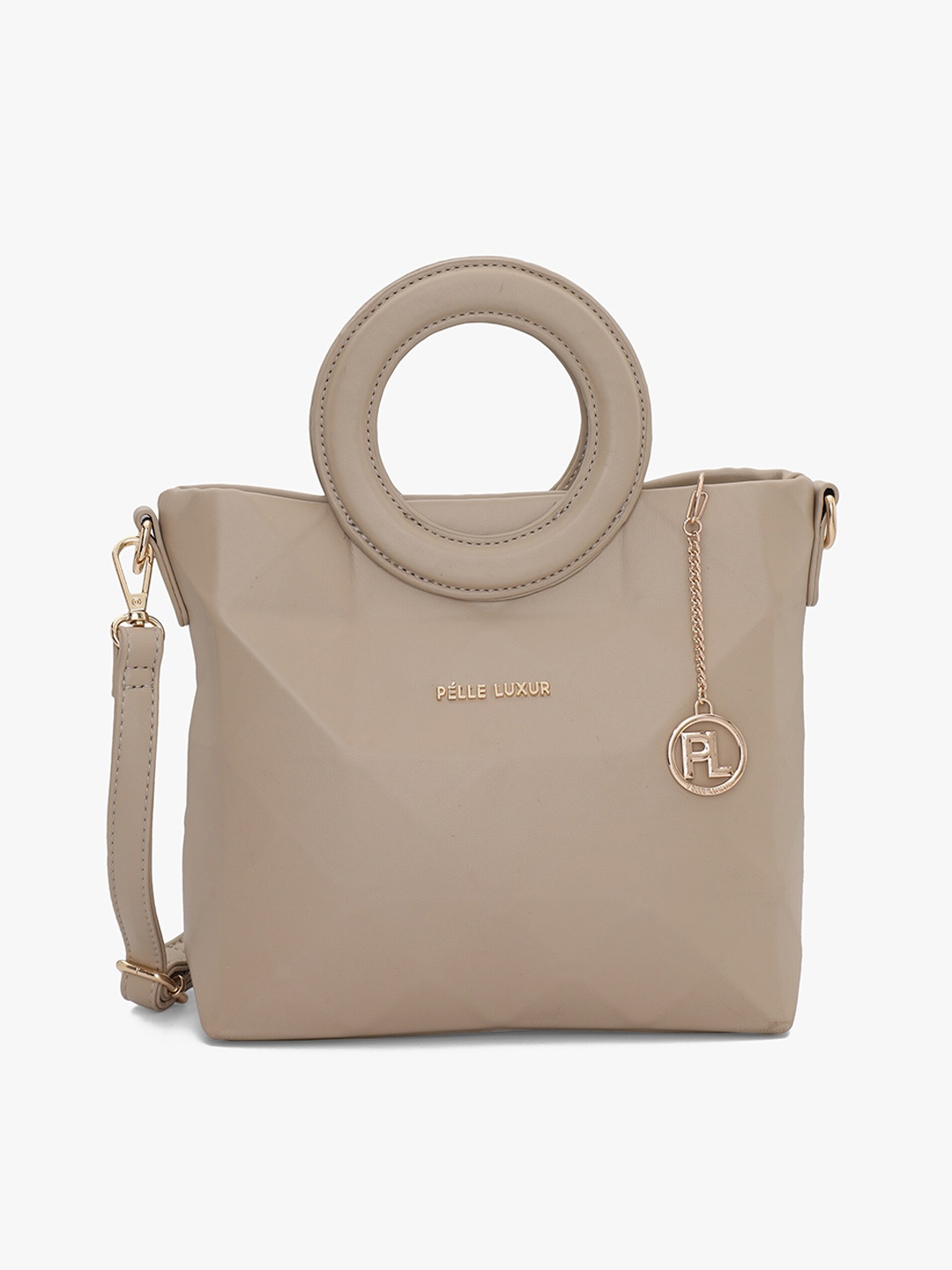 

PELLE LUXUR Textured Structured Handheld Bag, Brown