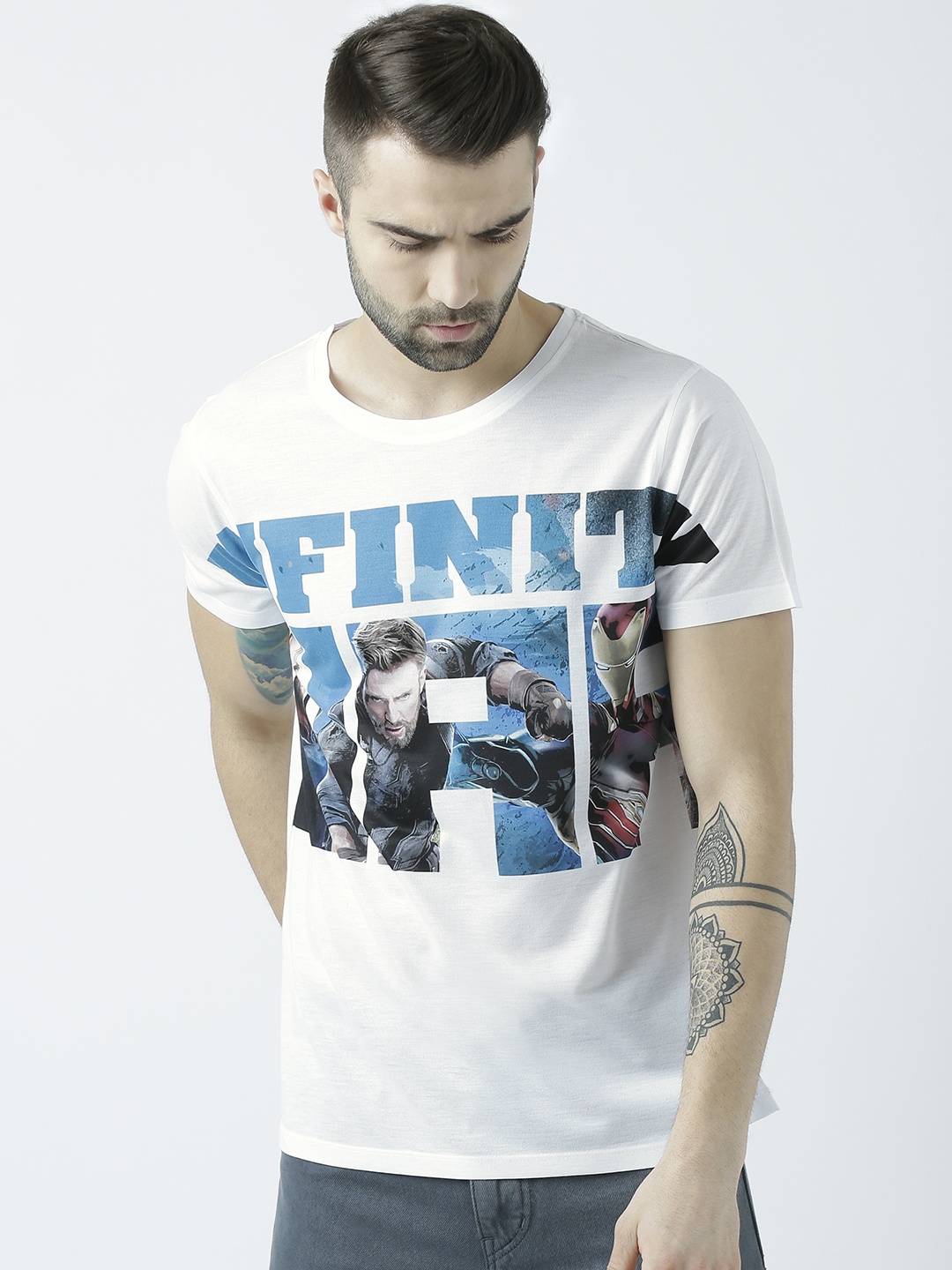 

Marvel Avengers Men White Printed Round Neck T-shirt