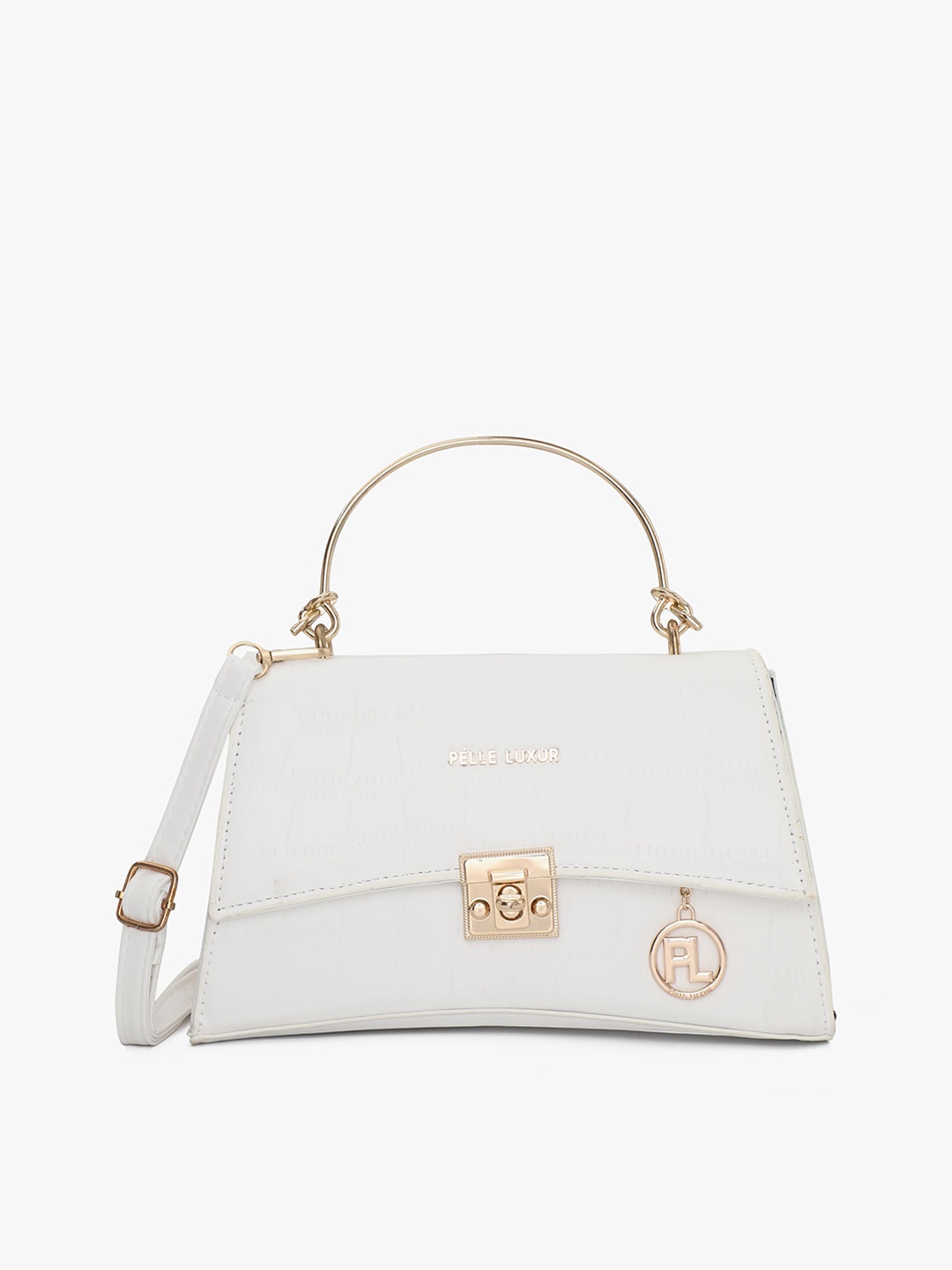 

PELLE LUXUR Structured Satchel Handbag, White